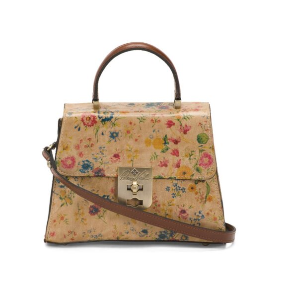 PATRICIA NASH Prairie Rose Leather Chauny Printed Top Handle Satchel With Strap - Picture 1 of 2
